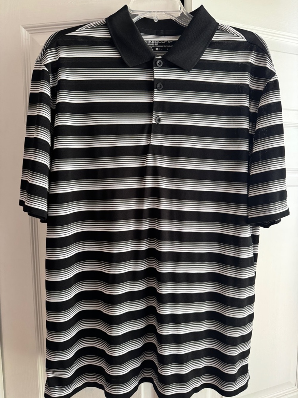 Nike Golf Men's Black & White Striped Polo Shirt